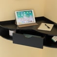 thumbnail image 2 of Black Corner Desk Heart Shaped Wall Mounted Office Table with Drawer and Two Shelves Computer Writing Desk, 2 of 5