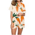 thumbnail image 1 of Jamicy Pyjama Mode Femme Mode Décontractée Imprimé T-Shirt à Manches Courtes à Col à Revers avec Short Ample Confortable Ensemble de Pyjama pour la Maison, 1 of 4