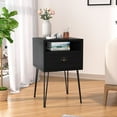 thumbnail image 2 of VECELO Nightstand with 1-Drawer and Metal Legs, Sofa End Table for Living Room Bedroom Office, Black, 2 of 8
