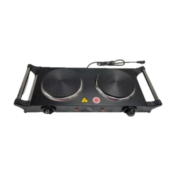 Parrilla Eléctrica Negro 2 Quemadores De Disco Con Asa