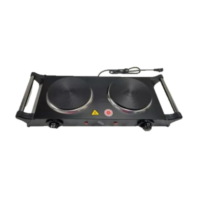 Parrilla Eléctrica Negro 2 Quemadores De Disco Con Asa