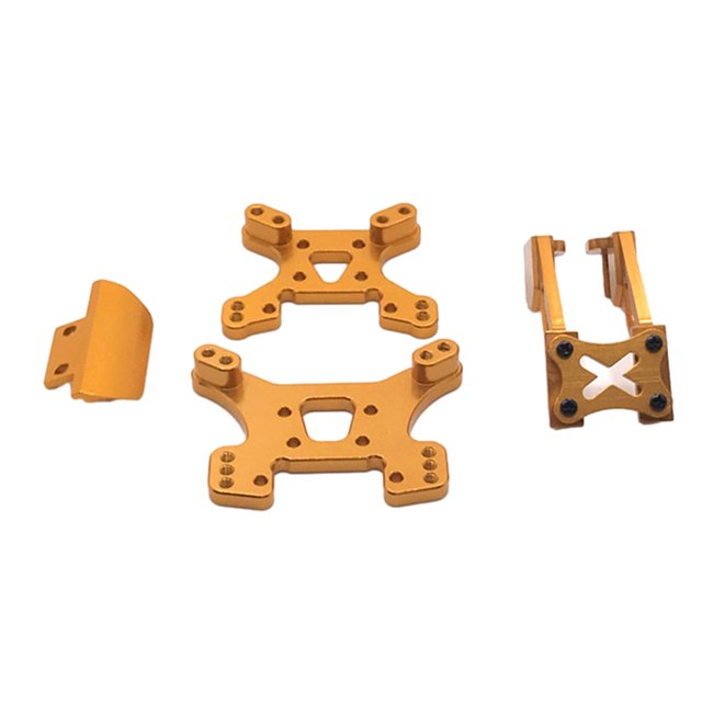 Bewildely RCGOFFLOW-ala trasera estable de aleación de aluminio, 4 piezas, para 1/14 Rc, ala trasera Wltoys 144001, pieza de coche RC, Kits de construcción modelo Dorado