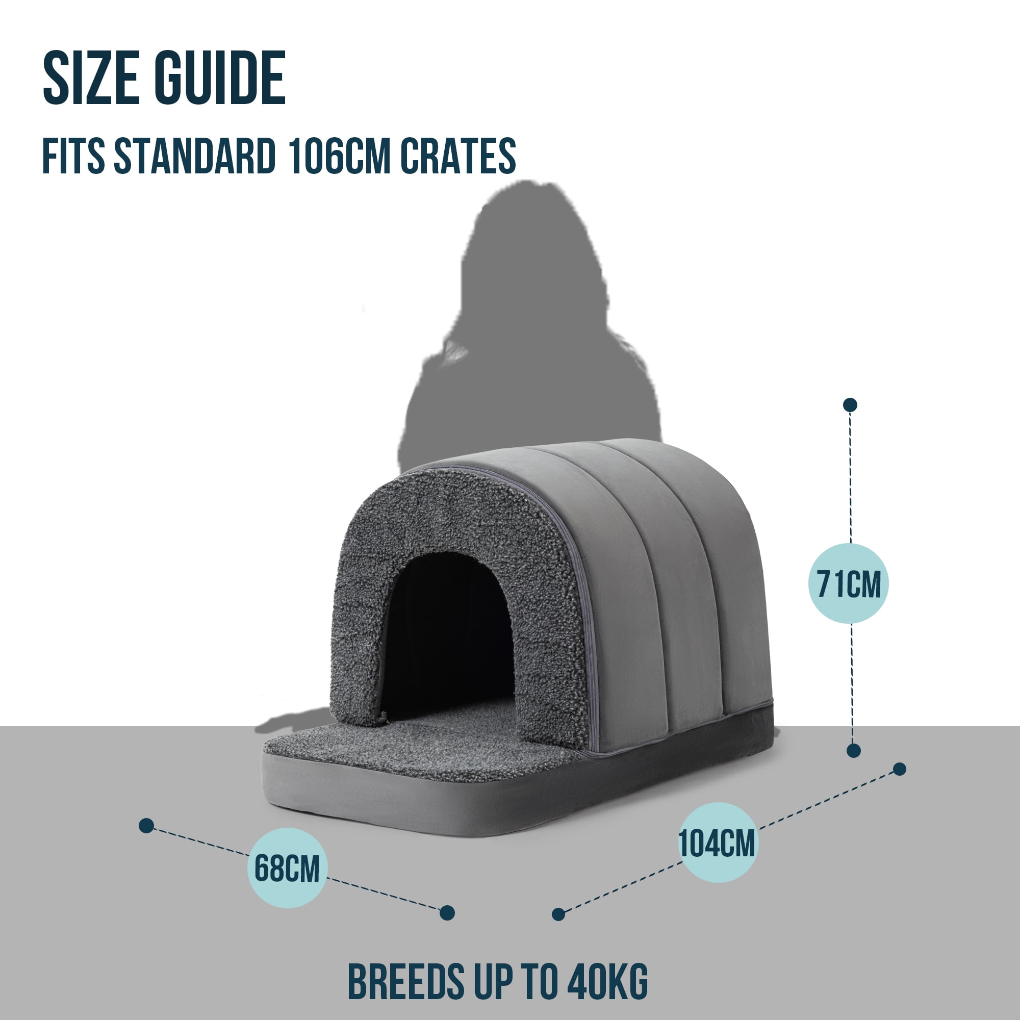 PELZIN Indoor Dog House - Orthopedic Dog Tent Bed w/Egg-Crate Foam - Pet Bed with Cover Cave - Waterproof Lining - Nonskid Bottom, Ideal for Large Breeds & Fits 42-Inch Crate - 41"x27"