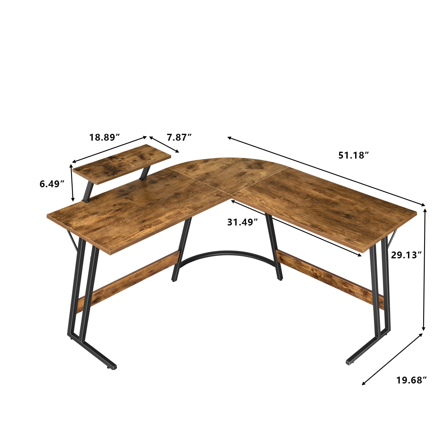 Lacoo Home Office Writing Desk Modern L-Shape Computer Desk, Brown