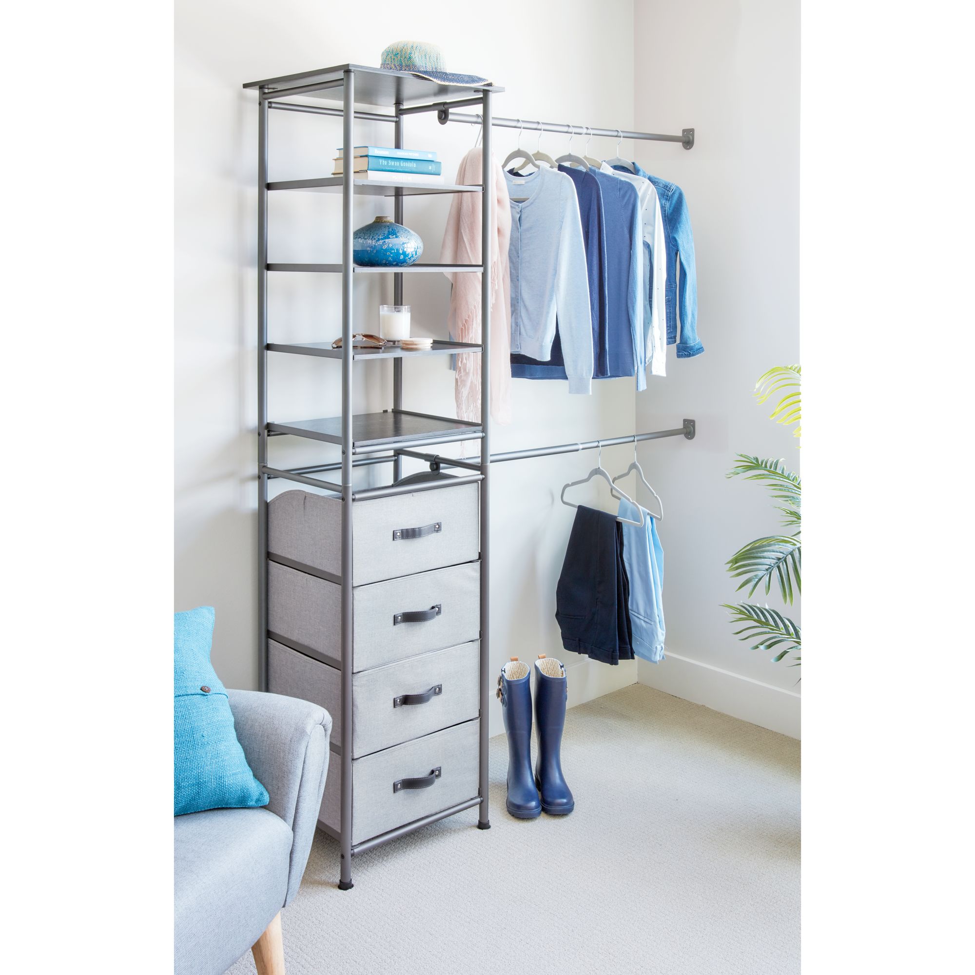 iDesign Modular Storage System, Closet with Hanging Rack, Drawers, and Shelves - Graphite - image 5 of 10