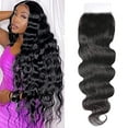 thumbnail image 1 of HD 6x6 Lace Closure Deep Parting Brazilian Body Wave Invisible Knots, 100% Human Hair Transparent Lace Closure Pre Plucked Natural Color, 1 of 6