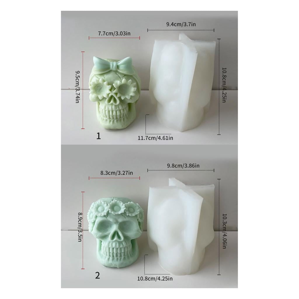 Osdhezcn Skeleton Head Epoxy Resin Mold Halloween Skull Candle Silicone Mold Decoration