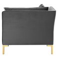 thumbnail image 3 of Sofa Corner Chair, Velvet, Grey Gray, Modern Contemporary Urban Design, Living Lounge Room Hotel Lobby Hospitality, 3 of 6