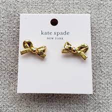 Kate Spade Skinny Mini Bow Stud Earrings in Gold for Women