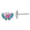 thumbnail image 3 of 925 Sterling Silver Rhodium-plated Madi K Enamel Butterfly Post Earrings, 3 of 5