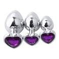 thumbnail image 4 of Juego de tapones anales en forma de corazón, 3 piezas de tapón anal de metal, tapón anal de juguete, tapones anales de metal construidos para precisión, 4 of 8