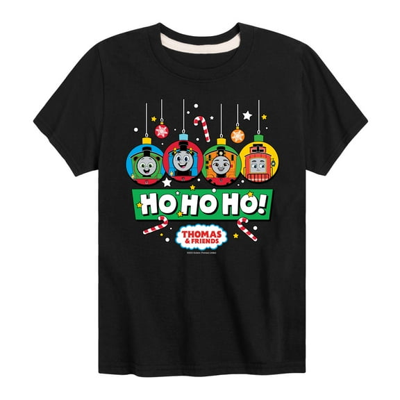 Thomas & Friends - Group Ornaments Ho Ho Ho - Youth and Toddler Short Sleeve Graphic T-Shirt