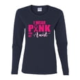 thumbnail image 2 of I Wear Pink for My Aunt Survivor Awareness Womens Graphic Long Sleeve T-Shirt, Navy, X-Large, 2 of 3