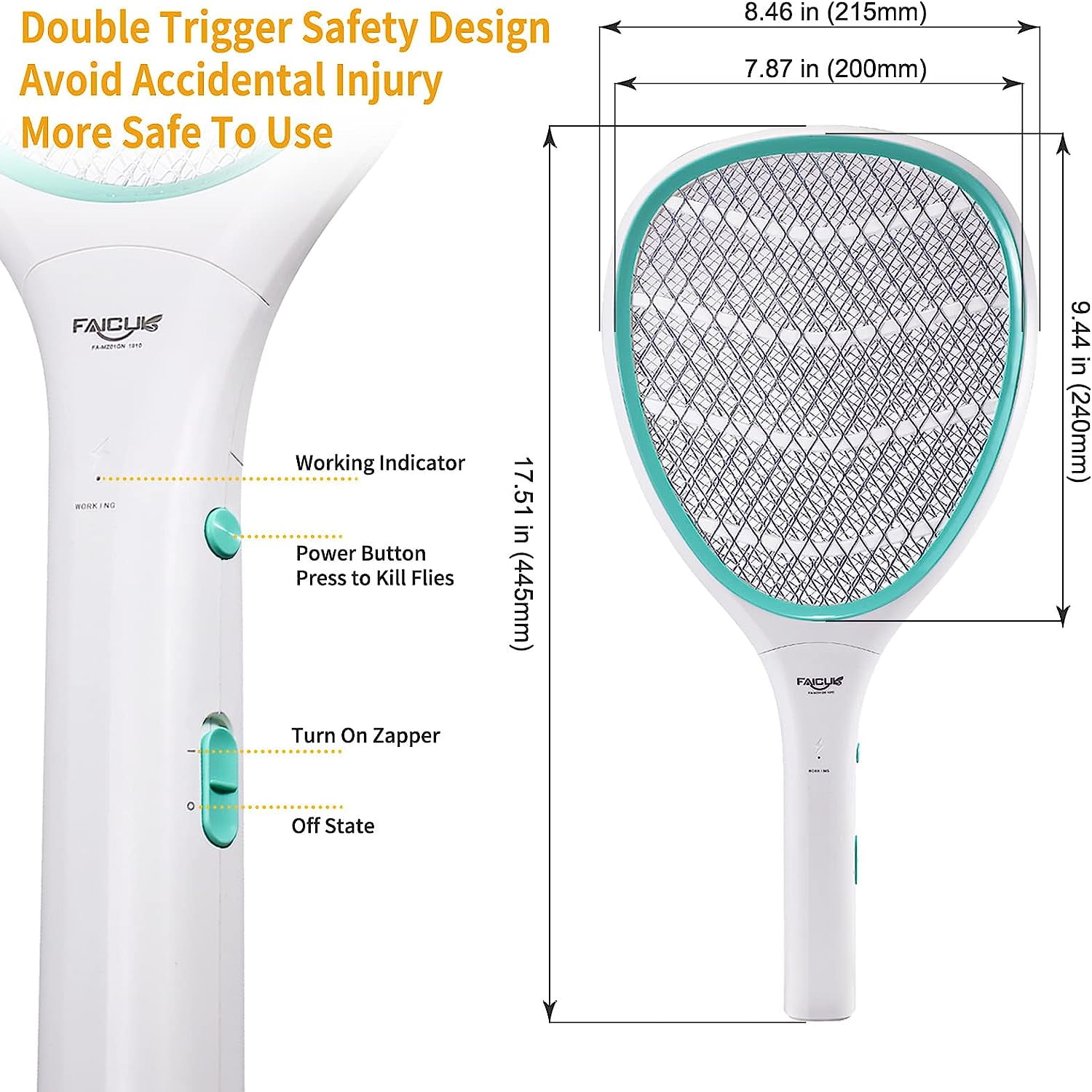 Handheld Bug Zapper Racket Electric Fly Swatter