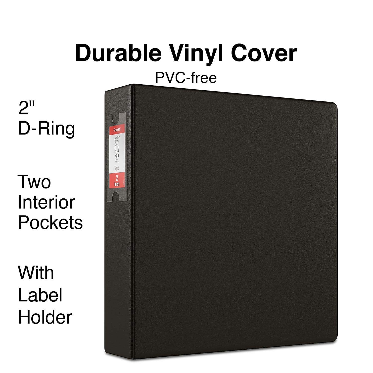 Staples Standard 2' 3-Ring Non-View Binder Black (26421-CC) 55373/26421