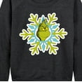 thumbnail image 3 of Dr. Seuss - Grinch Face Snowflake - Women's Lightweight French Terry Long Sleeve Shirt, 3 of 5