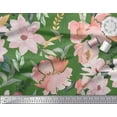thumbnail image 3 of Soimoi Green Poly Georgette Fabric Leaves & Magnolia Floral Print Sewing Fabric Yard 42 Inch Wide, 3 of 5