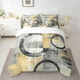thumbnail image 2 of Feelyou Yellow Abstract Ombre Bedding Comforter Set 7 Pieces, Square Circle Geometric Full Bedding Set, Teen Kid Child Adult Reversible Fitted Sheet Flat Sheet, Super Cozy Room Decor, 2 of 7