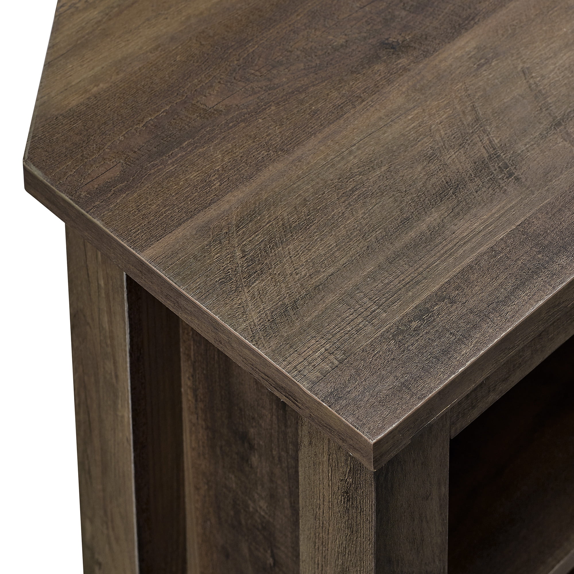 Woven Paths Transitional Corner TV Stand for TVs up to 65", Reclaimed Barnwood