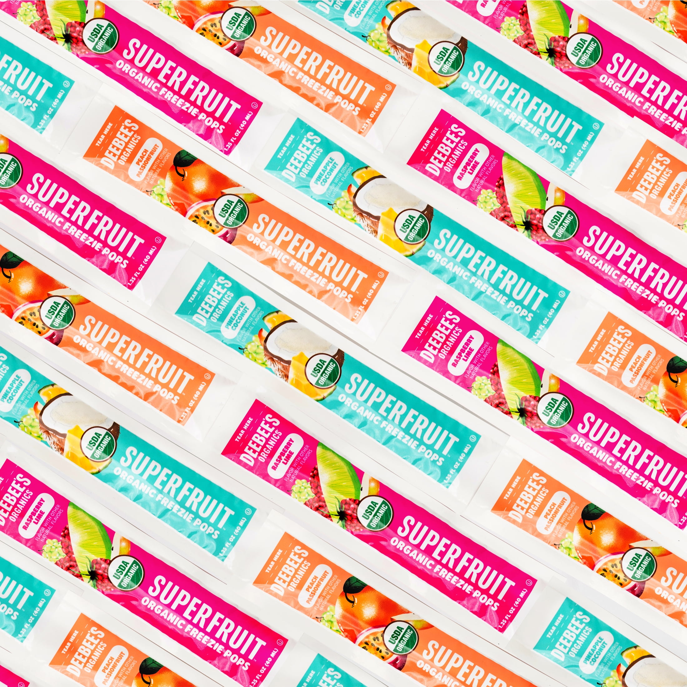 Deebee's Organics Tropical Fruit Freezies Ice Pops, Gluten-Free, 1.35 oz, 10 Count