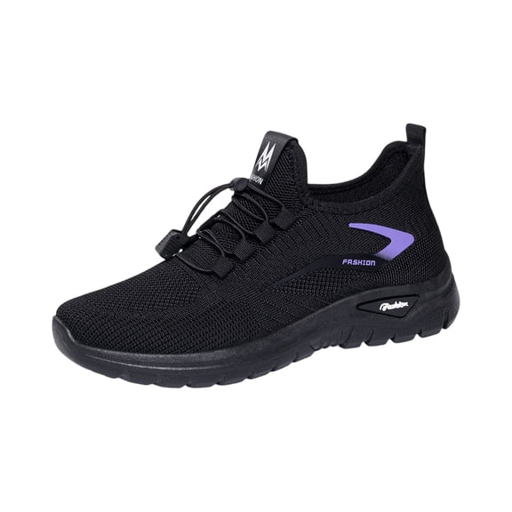 IEMIEMIEM Women's Running Shoes 2026 Breathable Soft-Soled Low-top Slip on Walking Training Shoes Comfortable Outdoor Sports Sneakers Black 8.5 Wide