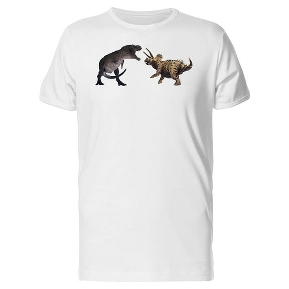 T Rex Battling A Triceratops T-Shirt Men -Image by Shutterstock, Male Large