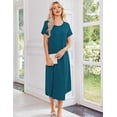thumbnail image 4 of Ekouaer 3 Pack Long Nightgowns for Women Plus Size Moo Moos Short Sleeve House Dress Button Night Gown Soft Sleepwear, 4 of 6