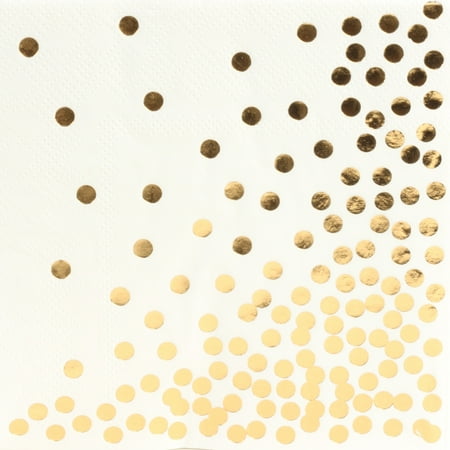 Golf Napkins - Koyal Wholesale Gold Polka Dot Foil Beverage Napkins, 5-inch, In Bulk 100-Pack, Paper Napkin For Cocktail Hour