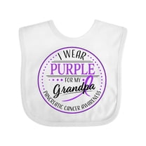 Inktastic I Wear Purple for My Grandpa Pancreatic Cancer Awareness Boys or Girls Baby Bib