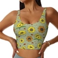 thumbnail image 1 of Balery Sage Green With Sunflowers Sujetadores deportivos con espalda cruzada para mujer, acolchados, sin costuras, de alto impacto, ideales para yoga, gimnasio, entrenamiento y fitness.-XX-Large, 1 of 8