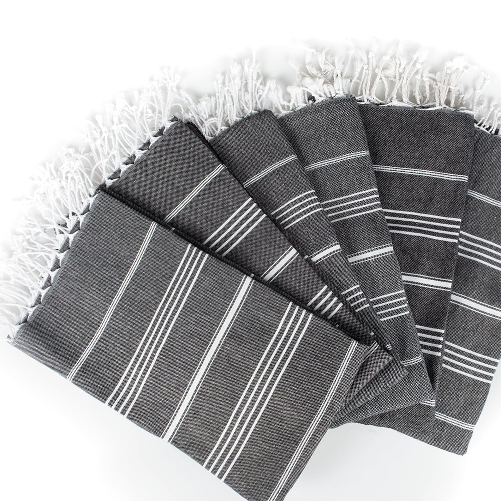 Hencely Turkish Beach Towel All Black - Set of 6