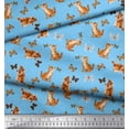 thumbnail image 3 of Soimoi Blue Moss Georgette Fabric Insect & Cat Animal Print Fabric by Yard 42 Inch Wide, 3 of 3