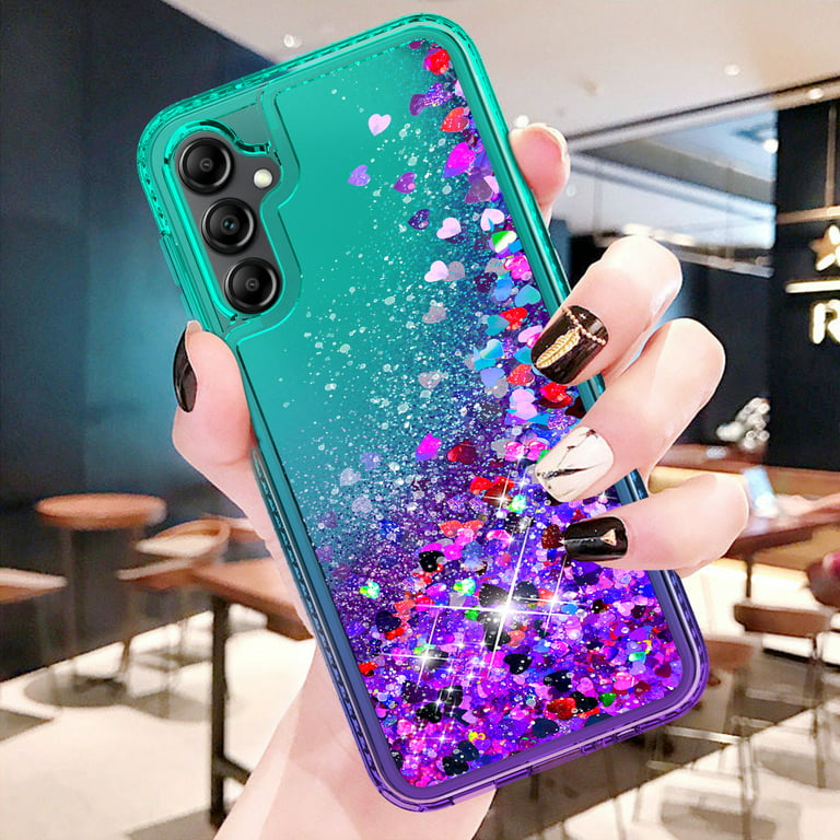 Buleens for Samsung Galaxy A14 5G Case Glitter Bling A14 5G Cases with  Metal Mirror Stand,Cute Women Girly Plated Cases for Samsung A14 5G,Luxury