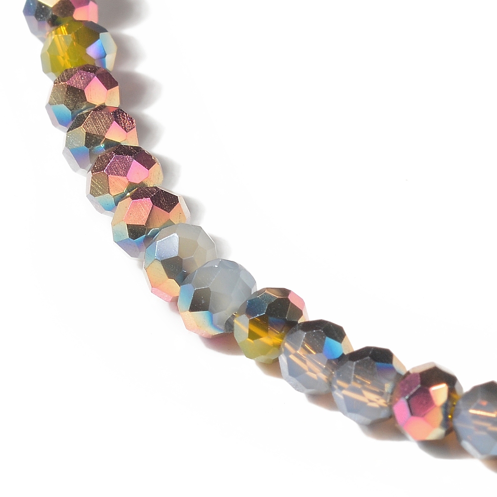 Electroplated Glass Beads Strands Multi-color Plated Faceted Abacus Colorful 4x3mm Hole: 0.9mm 128pcs/strand 17.13 inch(43.5cm)