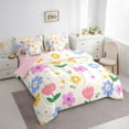 thumbnail image 3 of Feelyou Kawaii Blossoms Flower Bedding Comforter Set 7pcs, Dramy Princess Style Queen Bedding Sets, Teens Kids Girls Women Reversible Queen Sheet Sets, Ultra Soft Bedroom Decor, 3 of 8