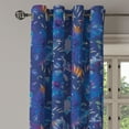 thumbnail image 3 of Ambesonne Floral Grommet Curtain, Retro Wave Flower Art Space, 50"x96", Dark Violet Amber and Purple, 3 of 5