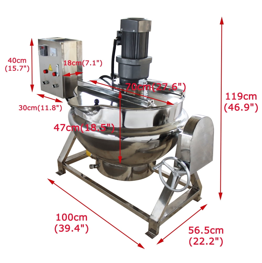 INTBUYING Electric Jacketed Kettle 100L 26.5 Gallon Capacity Stainless Steel 220V