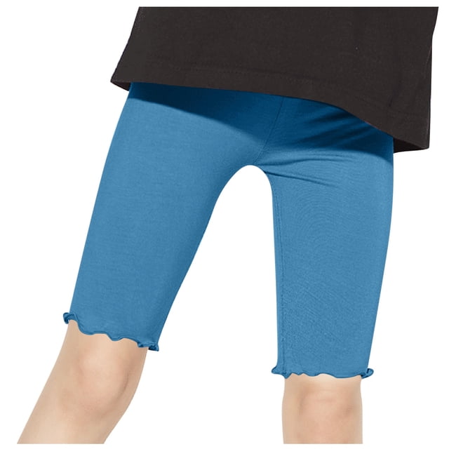 Penkiiy Chicas Cortos de Voleibol, Niños Biker Athletic Running Cheer Dance Yoga Cortos de Gimnasia 4 Años Azul