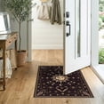 thumbnail image 2 of ODIKA 2'x3' Washable Throw Rug Black Purple Round Celestial Design Vintage Sun Moon Motif with Gothic Borders for Hallway, Study Room, Non-Slip Low Profile, Flatwoven, 2 of 7