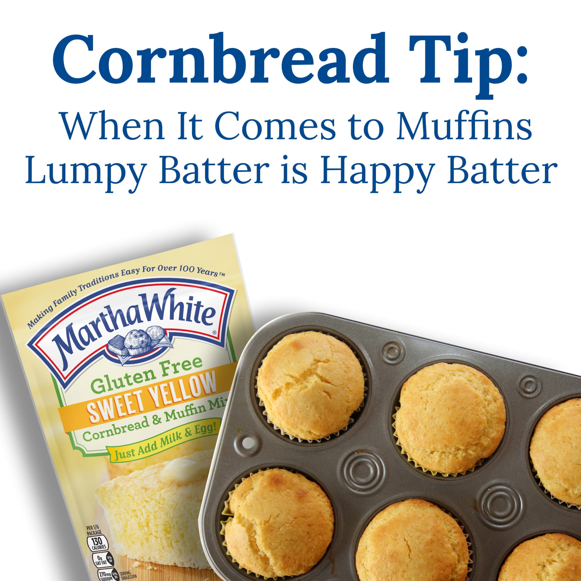 (12 pack) Martha White Sweet Yellow Gluten Free Cornbread Mix, 7 oz Pouch