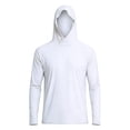 thumbnail image 3 of UTSJKR Men's Thumb Hole UPF 50+ Sun Proof Long Sleeve Hooded Shirt, Quick Dry Athletic Top, Outdoor Sports Beach Daily Anti UV Wear White L, 3 of 5
