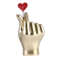 thumbnail image 1 of Estatua moderna con gesto de dedo en forma de corazón, escultura de mano de amor, figura coleccionable para Dorado, 1 of 9