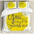 thumbnail image 3 of Quote Duvet Cover Set Twin Size, Circular Color Splash Outspread Brushstrokes with Inspirational Quote Valentines Concept, Decorative 2 Piece Bedding Set with 1 Pillow Sham, Yellow, by Ambesonne, 3 of 3