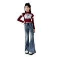 thumbnail image 6 of Ruyang Girl's Butterfly Flared Jeans Y2k Denim Pants Bell Bottom Stretchy Jeans Trousers with Pocket Teens Kids Bootcut Fit Outfits, 6 of 7