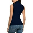 thumbnail image 4 of UYISJ Women's Soft Mock Turtleneck Shirt Sleeveless Slim Fit Tops Casual Solid Color Streetch Underwear Shirt Dark Blue S, 4 of 6