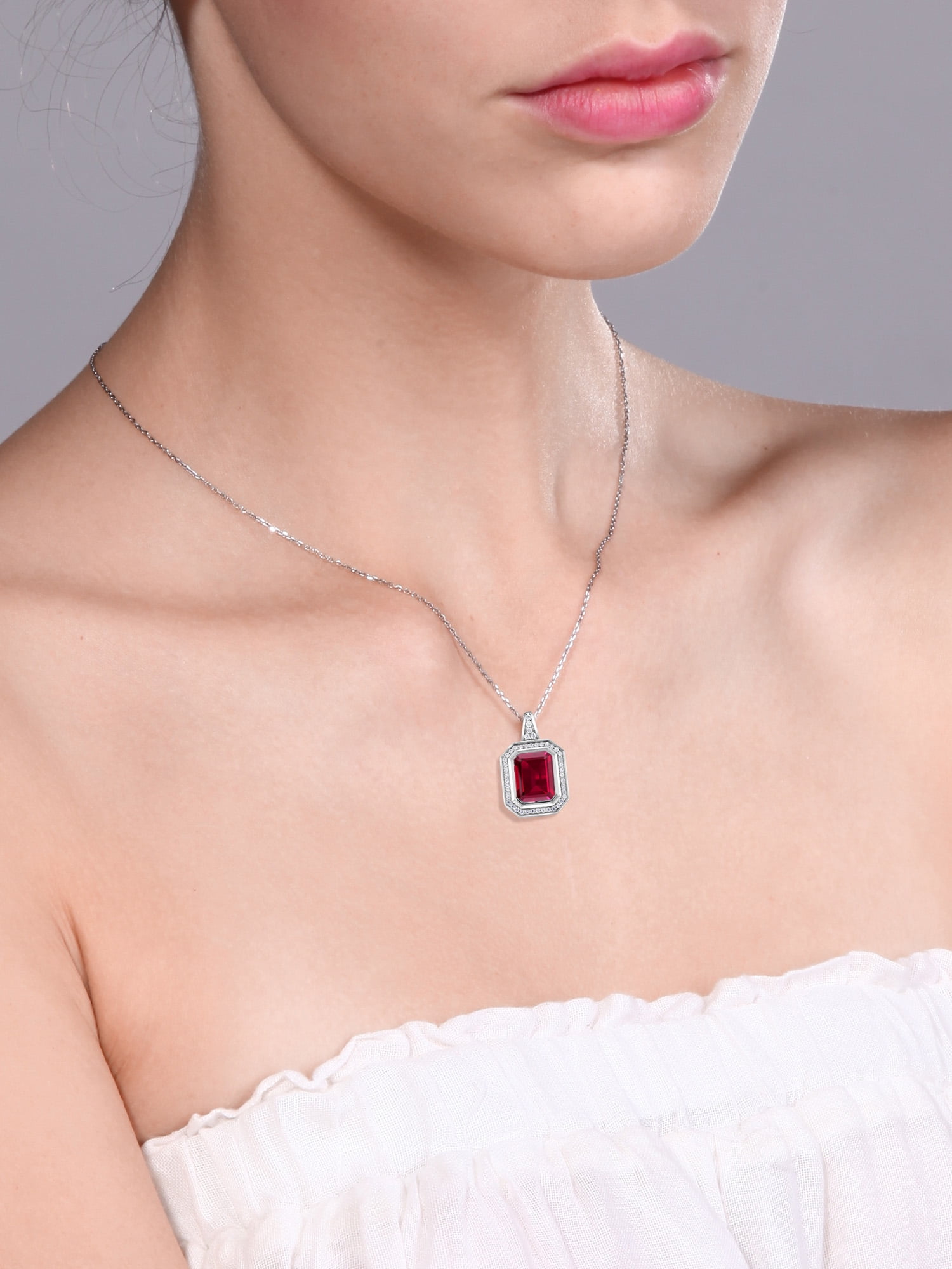 Gem Stone King 925 Sterling Silver Red Created Ruby Pendant