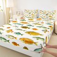 thumbnail image 5 of Manfei Watercolor Sea Fish King Sheets, Kawaii Animal Bedding, Cream Orange, 4pcs, 1 Flat Sheet, 1 Fitted Sheet and 2 Pillowcases, 5 of 6