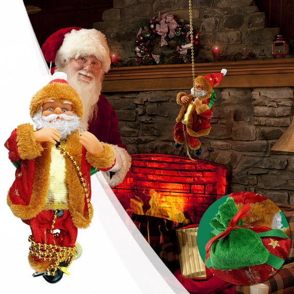 Iumwxz Up to 45% off Christmas Music Old Man Doll,Ladder Climbing Santa Claus Climbing Beads Santa Claus,Battery Music Old Man Toys Christmas home decor christmas clearance outdoors indoor