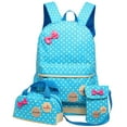 thumbnail image 1 of Children Kids 3 Pieces Dots Lightweight Nylon Backpack Schoolbag Set(Sky-blue), 1 of 5