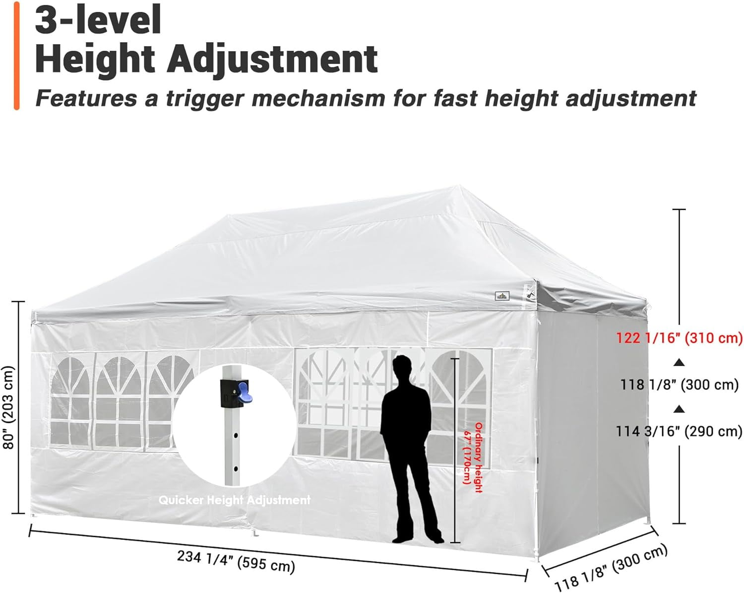 10'x20' Waterproof Ez Pop Up Canopy Tent Shelter, White